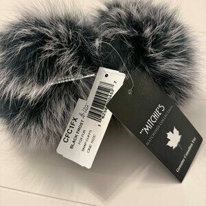 Mitchie’s Matchings Genuine Canadian Fox Fur Snap Cuffs | Black Frost | NWT